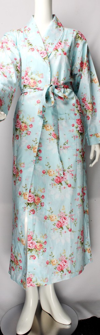 Cotton floral robe w floral ankle length pink Style : AL/ND-211PNK image 0
